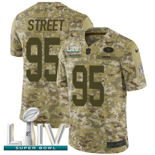 Nike San Francisco 49ers #95 Kentavius Street Camo Super Bowl LIV 2020 Youth Stitched NFL Limited 2018 Salute To Se...