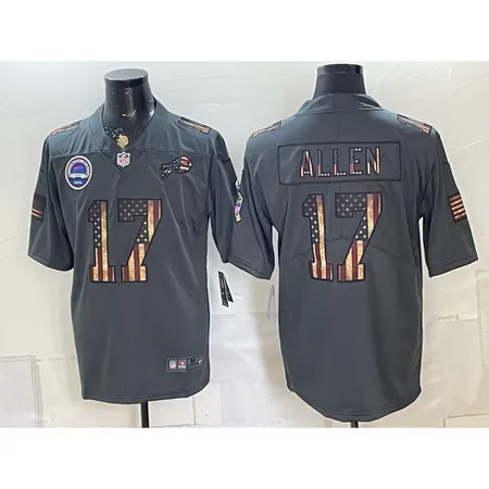 Men's Buffalo Bills #17 Josh Allen Grey USA Flag Vapor Limited Jersey 5TXF