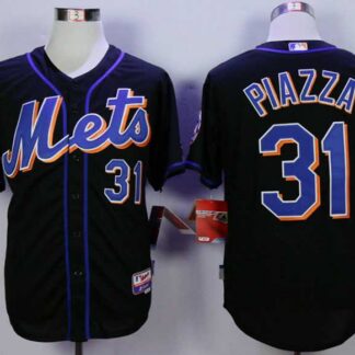 Men's New York Mets #31 Mike Piazza Black Cool Base Jersey