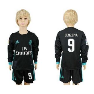 Real Madrid #9 Benzema Sec Away Long Sleeves Kid Soccer Club Jersey