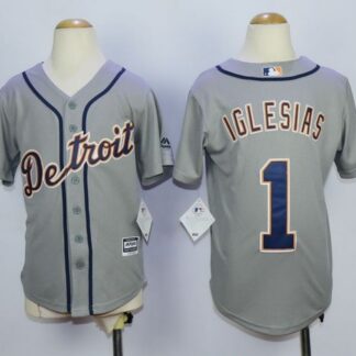 Tigers #1 Jose Iglesias Grey Cool Base Stitched Youth Baseball Jersey