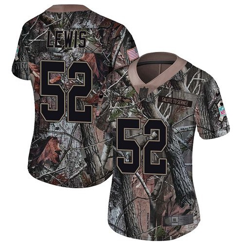 Nike Baltimore Ravens #52 Ray Lewis Camo Women’s Stitched NFL Limited Rush Realtree Jersey
