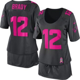 Nike New England Patriots #12 Tom Brady Dark Grey Women’s Breast Cancer Awareness Stitched NFL Elite Jersey