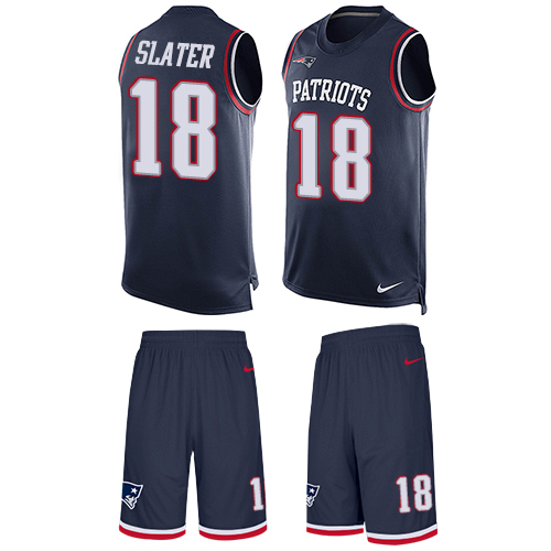 Nike New England Patriots #18 Matt Slater Navy Blue Team Color Men’s Stitched NFL Limited Tank Top Suit Jersey