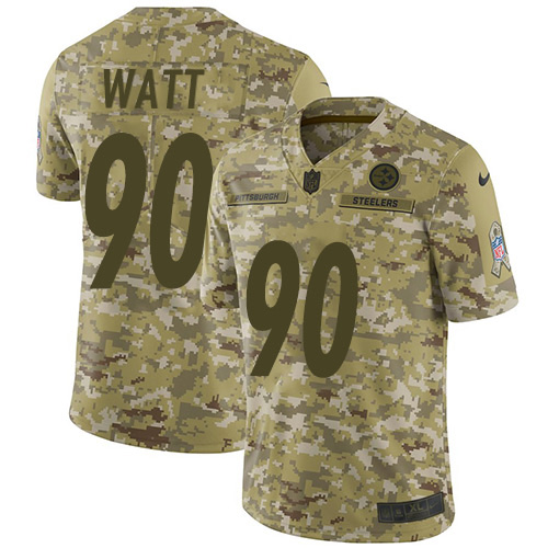 Nike Pittsburgh Steelers #90 T. J. Watt Camo Men’s Stitched NFL Limited 2018 Salute To Service Jersey