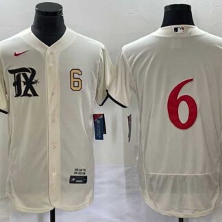 Men's Texas Rangers #6 Josh Jung Cream 2023 City Connect Flex Base Stitched Baseball Jersey