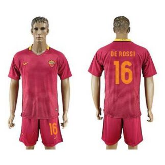 Roma #16 De Rossi Red Home Soccer Club Jersey