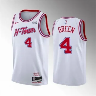 Men's Houston Rockets #4 Jalen Green White 2023/24 City Edition Stitched Jersey VPV4