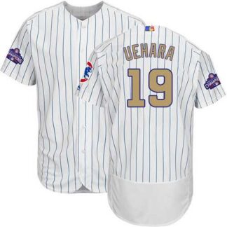 Chicago Cubs #19 Koji Uehara White World Series Champions Gold Program Flexbase Stitched Jersey DingZhi