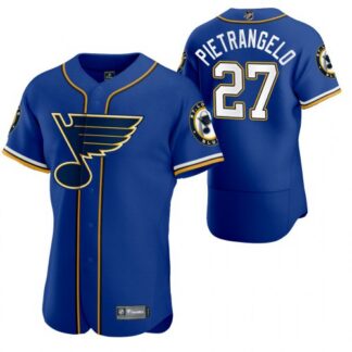 St. Louis Blues #27 Alex Pietrangelo Men’s 2020 NHL x MLB Crossover Edition Baseball Jersey Blue