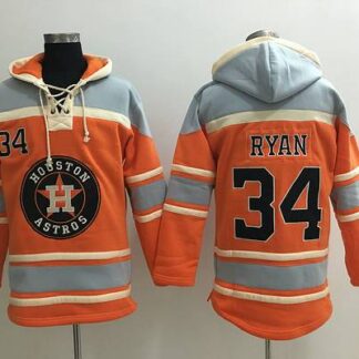 Men's Houston Astros #34 Nolan Ryan Retired Orange Baseball MLB Hoodie