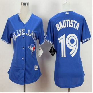 Women's Toronto Blue Jays #19 Jose Bautista Alternate Blue 2015 MLB Cool Base Jersey