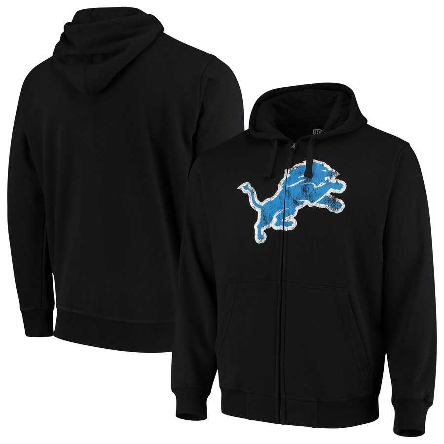 Men's Detroit Lions G III Sports by Carl Banks Primary Logo Full Zip Hoodie Black