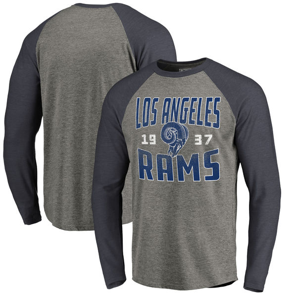 Los Angeles Rams NFL Pro Line by Fanatics Branded Timeless Collection Antique Stack Long Sleeve Tri-Blend Raglan T-...