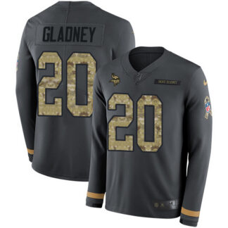 Nike Minnesota Vikings #20 Jeff Gladney Anthracite Salute to Service Men’s Stitched NFL Limited Therma Long Sleeve...
