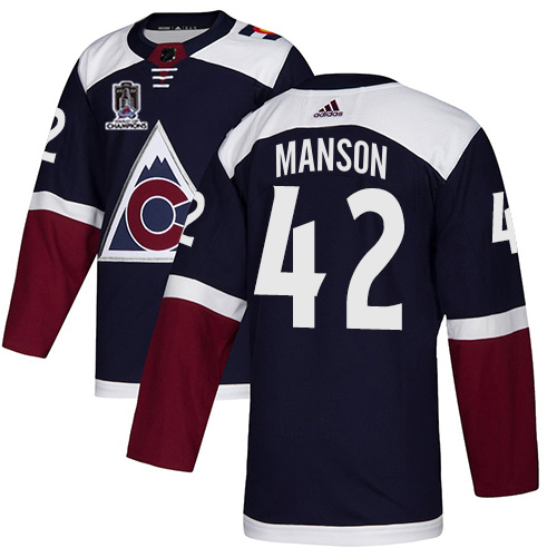 Adidas Colorado Avalanche #42 Josh Manson Navy 2022 Stanley Cup Champions Alternate Authentic Stitched NHL Jersey M...