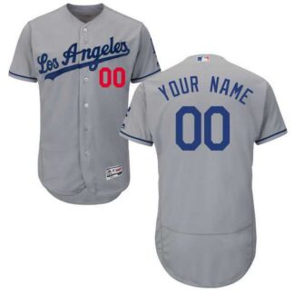 Los Angeles Dodgers Customized Majestic Flexbase Collection Stitched Baseball WEM Jersey - Gray