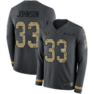Nike Chicago Bears #33 Jaylon Johnson Anthracite Salute to Service Youth Stitched NFL Limited Therma Long Sleeve Je...