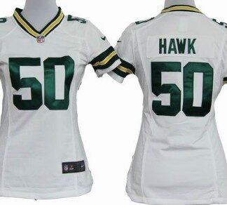 Nike Green Bay Packers #50 A.J. Hawk White Game Womens Jersey