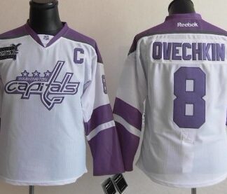 Washington Capitals #8 Alexander Ovechkin White Womens Fights Cancer Jersey
