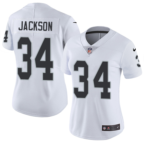 Nike Las Vegas Raiders #34 Bo Jackson White Women’s Stitched NFL Vapor Untouchable Limited Jersey