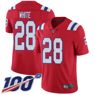 Nike New England Patriots #28 James White Red Alternate Men’s Stitched NFL 100th Season Vapor Limited Jersey