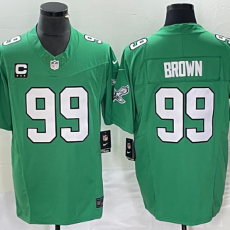 Men's Philadelphia Eagles #99 Jerome Brown Green 2023 F.U.S.E. Vapor Untouchable With C Patch Stitched Football Jersey