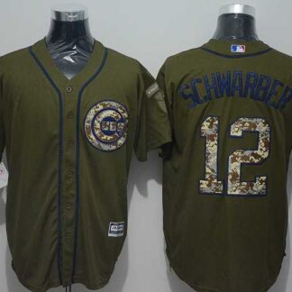 Chicago Cubs #12 Kyle Schwarber Green Salute to Service Stitched Baseball Jersey