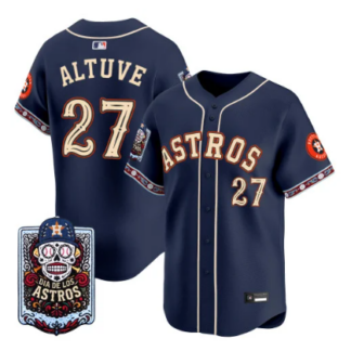 Houston Astros #27 Jose Altuve Dia de los Muertos Vapor Premier Limited Jersey Navy - Stitched