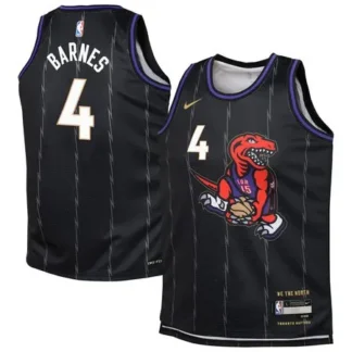Youth Toronto Raptors #4 Scottie Barnes Black 2024/25 Swingman City Edition Player Jersey