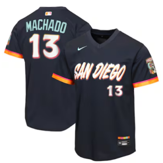 Youth San Diego Padres #13 Manny Machado Obsidian 2026 City Connect Stadium Stitched Baseball Jerse