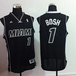 Miami Heat #1 Chris Bosh Revolution 30 Swingman All Black With White Jerseys