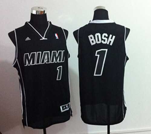Miami Heat #1 Chris Bosh Revolution 30 Swingman All Black With White Jerseys