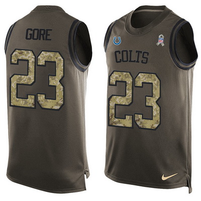 Men's Indianapolis Colts #23 Frank Gore Green Salute to Service Hot Pressing Player Name & Number Nike NFL Tank Top...