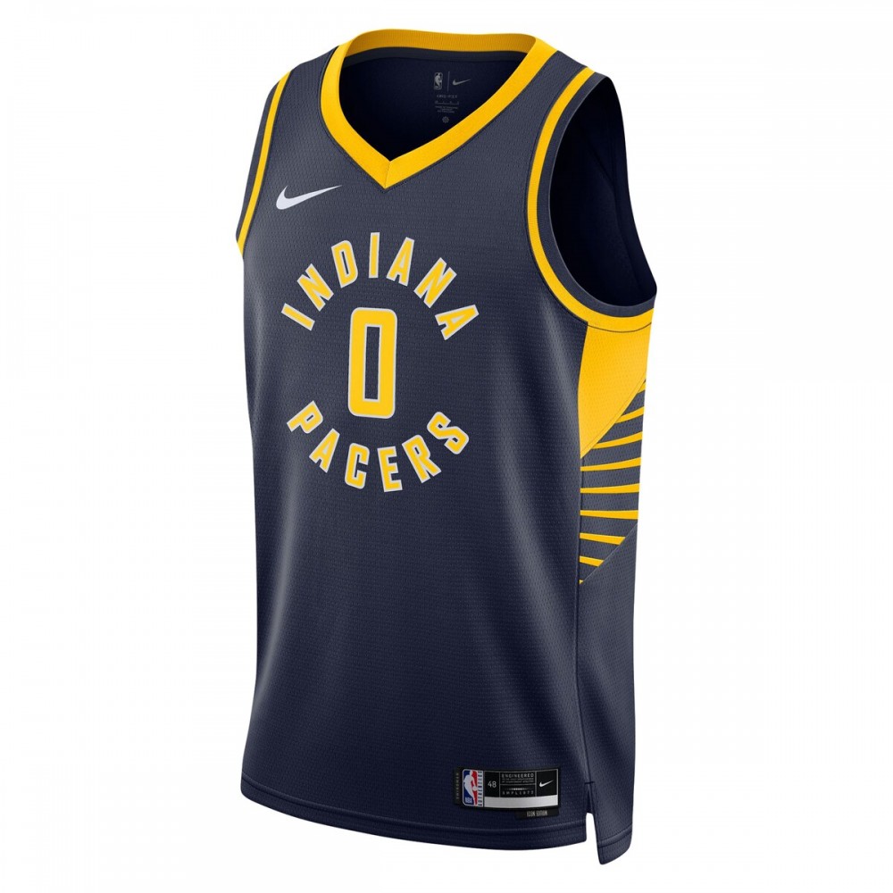 Tyrese Haliburton Indiana Pacers Nike Unisex Swingman Jersey - Icon Edition - Navy - Image 2