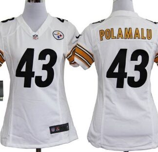 Nike Pittsburgh Steelers #43 Troy Polamalu White Womens Jersey