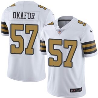 Nike Men & Women & Youth Saints 57 Alex Okafor White Color Rush Limited Jersey