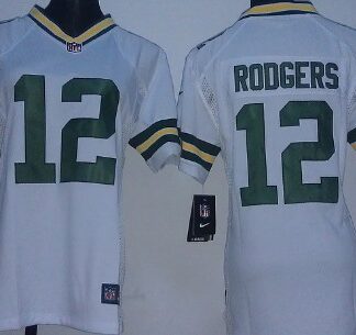 Nike Green Bay Packers #12 Aaron Rodgers White Game Womens Jersey