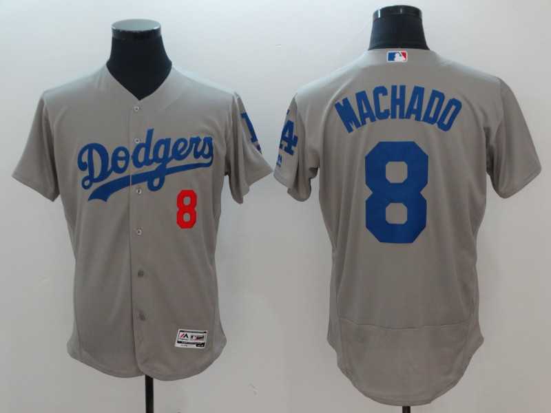 Dodgers 8 Manny Machado Gray Flexbase Stitched Baseball Jerseys