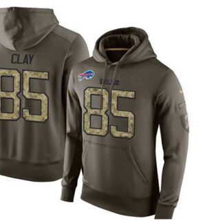 Glued Nike Buffalo Bills #85 Charles Clay Olive Green Salute To Service Men's Pullover Hoodie