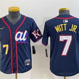 Youth American League #7 Bobby Witt Jr. Navy 2025 All-Star Edition Limited Stitched Jersey