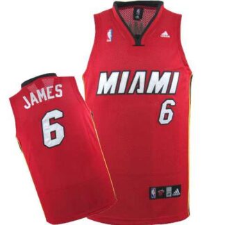 Heat 6 LeBron James Red Swingman Jersey