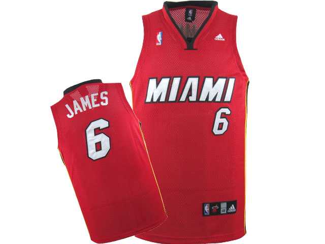 Heat 6 LeBron James Red Swingman Jersey