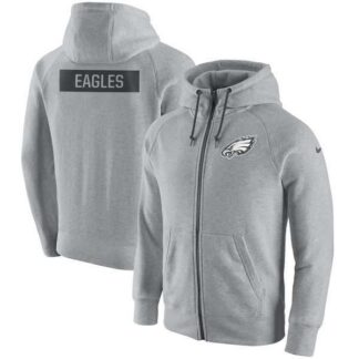 Men's Nike Philadelphia Eagles Nike Ash Gridiron Gray 2.0 Full Zip Hoodie 90Hou