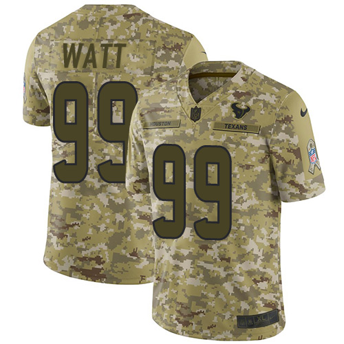 Nike Houston Texans #99 J.J. Watt Camo Men’s Stitched NFL Limited 2018 Salute To Service Jersey