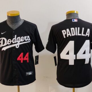 Youth Los Angeles Dodgers #44 Vicente Padilla Number Black Cool Base Stitched Jersey