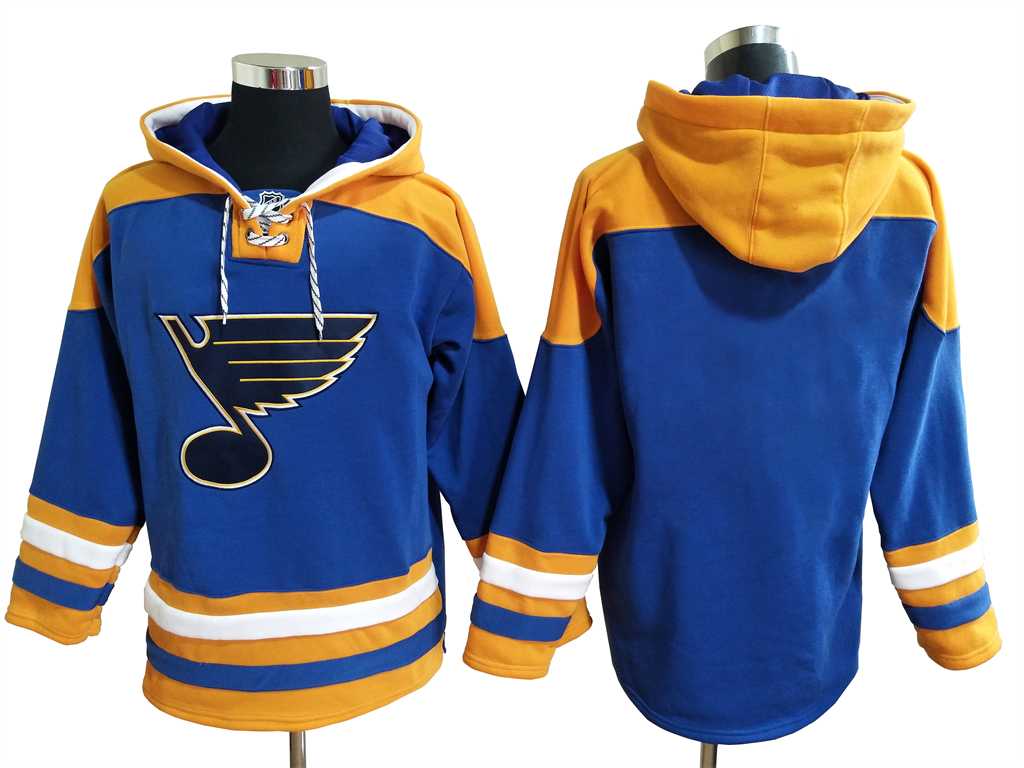Blues Blank Blue All Stitched Pullover Hoodie