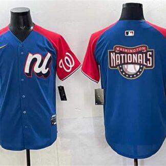 Men's National League Washington Nationals Team Big Logo Blue Red Alternate 2025 All-Star Edition Limited Stitched...