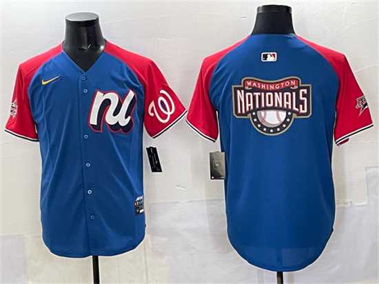 Men's National League Washington Nationals Team Big Logo Blue Red Alternate 2025 All-Star Edition Limited Stitched...