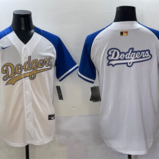 Men's Los Angeles Dodgers Team Big Logo White Royal Gold 2024 World Series Champions Vapor Limited Stitched Basebal...